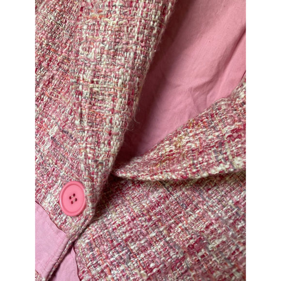 Faith Passion Pink Tweed Blazer French Parisian Office Barbie Coquette Academia - Picture 5 of 8
